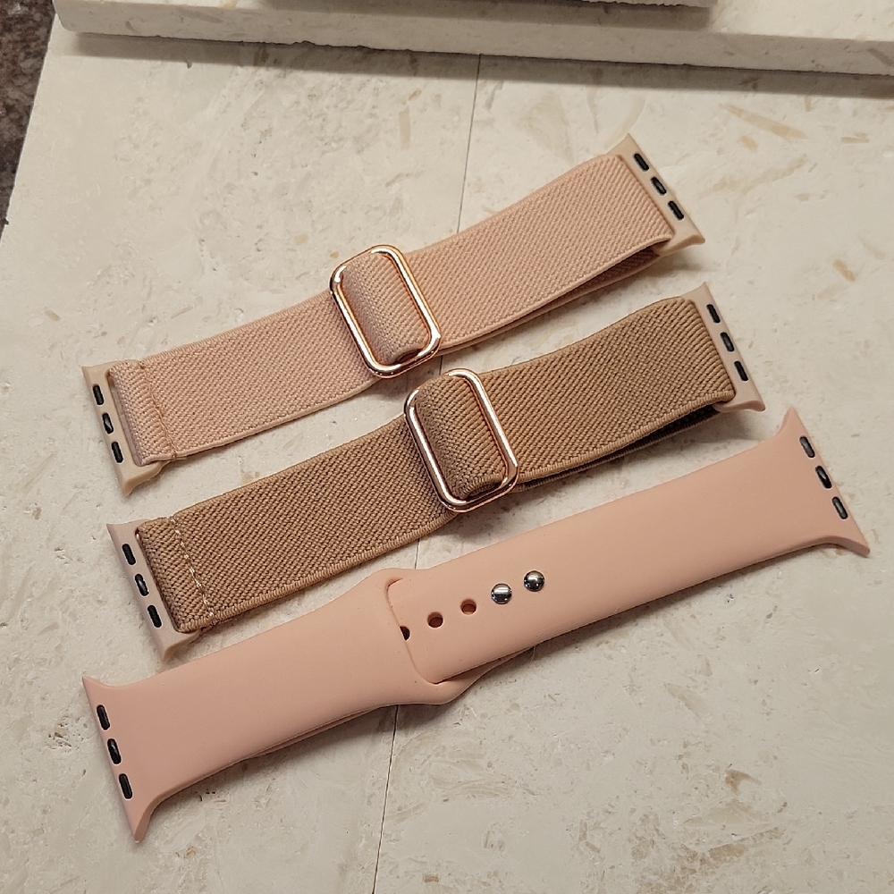 Set of Three Beige and Tan Watch Bands
